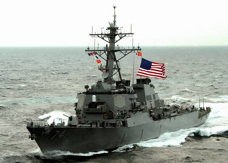The USS McFaul (pictured) has been sent to join the USS Laboon off the Libyan coast. A counter-terrorist team and unmanned aerial drones have also been deployed.