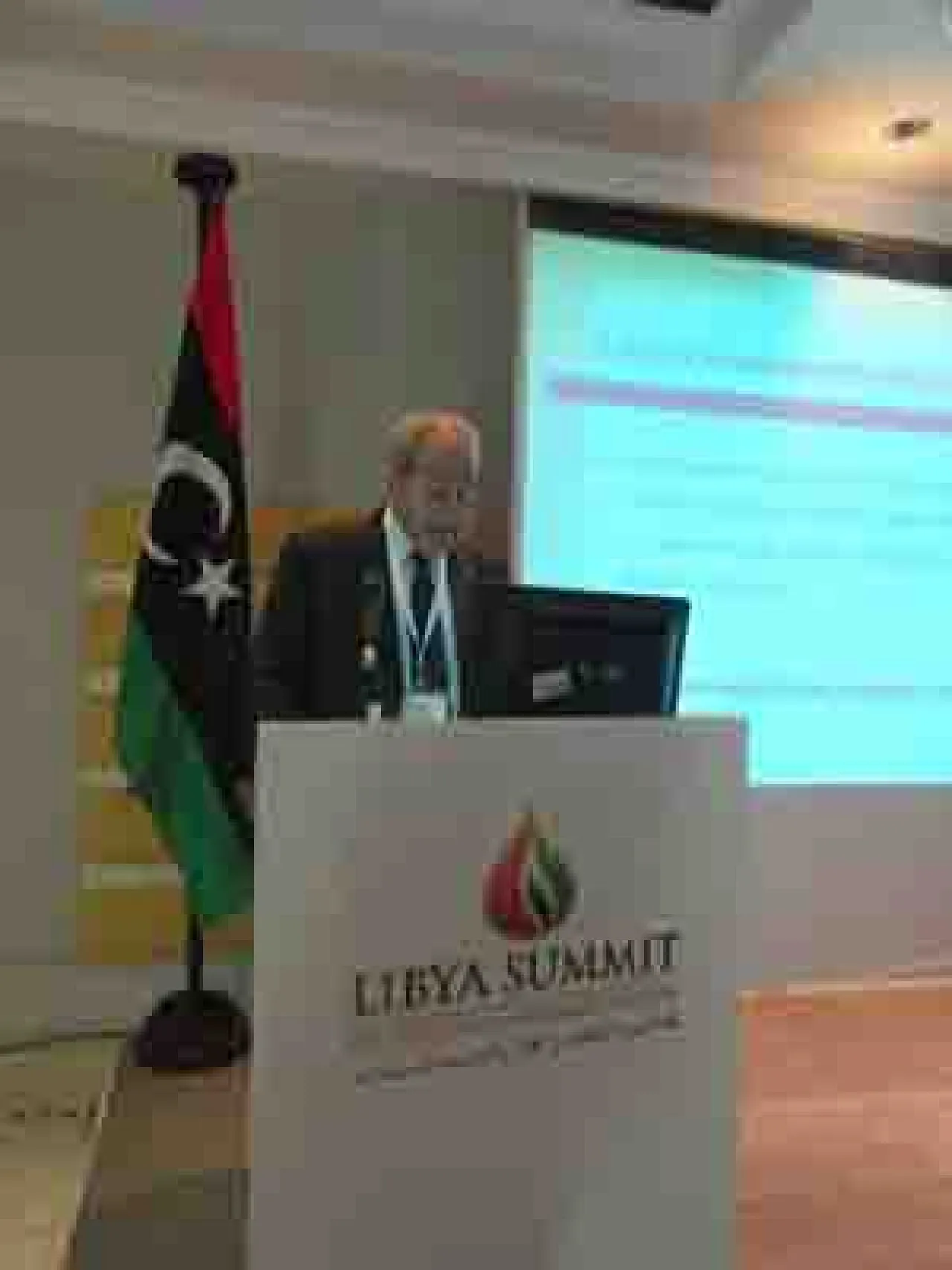 SAM_0402 Libya's National Oil Corporation (NOC) head Nuri Berruien gave a detailed presentation in his 'Outlook Libya: Future Plans and Opportunities for Collaboration' remarks. (Photo: Sami Zaptia)