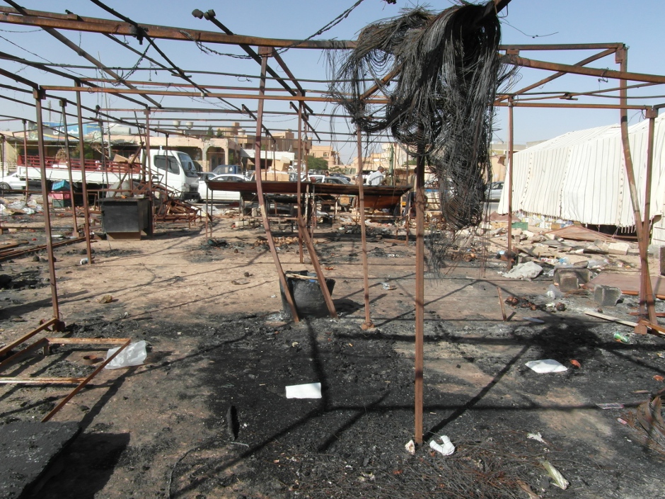 burnt open market The town's devastated main market