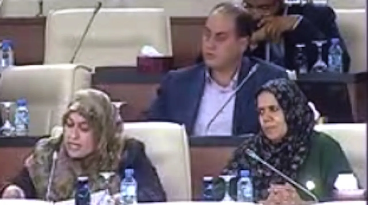 Najah Salouh Najah Salouh reading a statement on remarks by Mohamed Al-Kilani