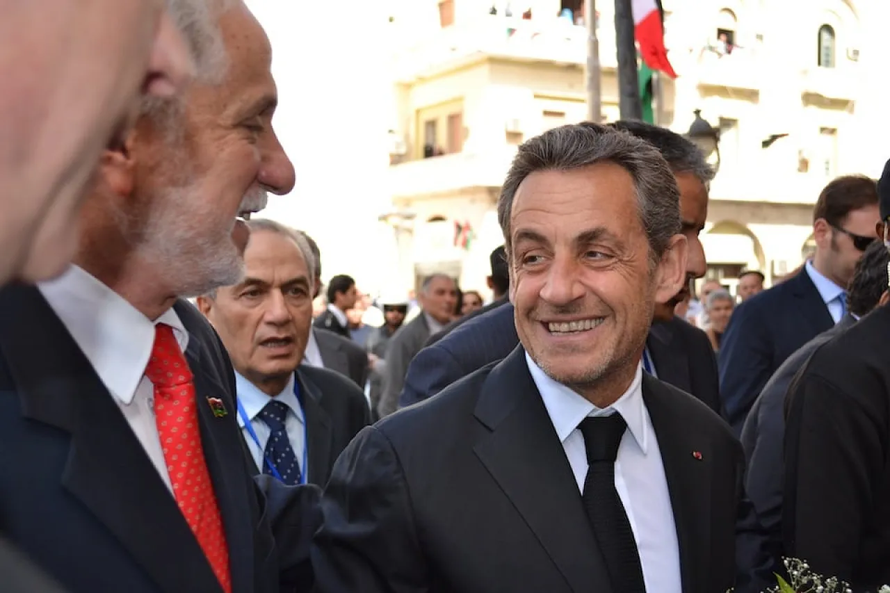 Sarkosy Badri Former French President Nicolas Sarkozy with Tripoli Local Council Leader Sadat Elbadri (left)