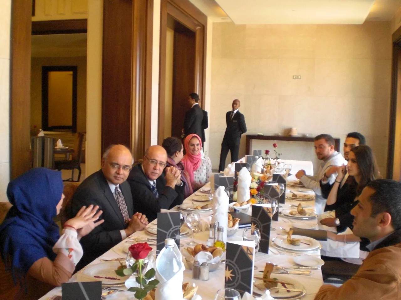 World Bank's Junaid Ahmad and Marouane El Abassi in discussion with CSO representatives.