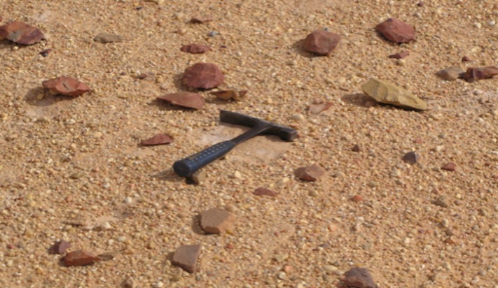 Figure 9: Palaeolithic rock tools scattered around the inter-dune lakes, Idhan Murzuk.