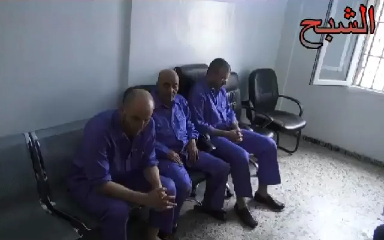 Grab from a video purporting to show the three men in detention