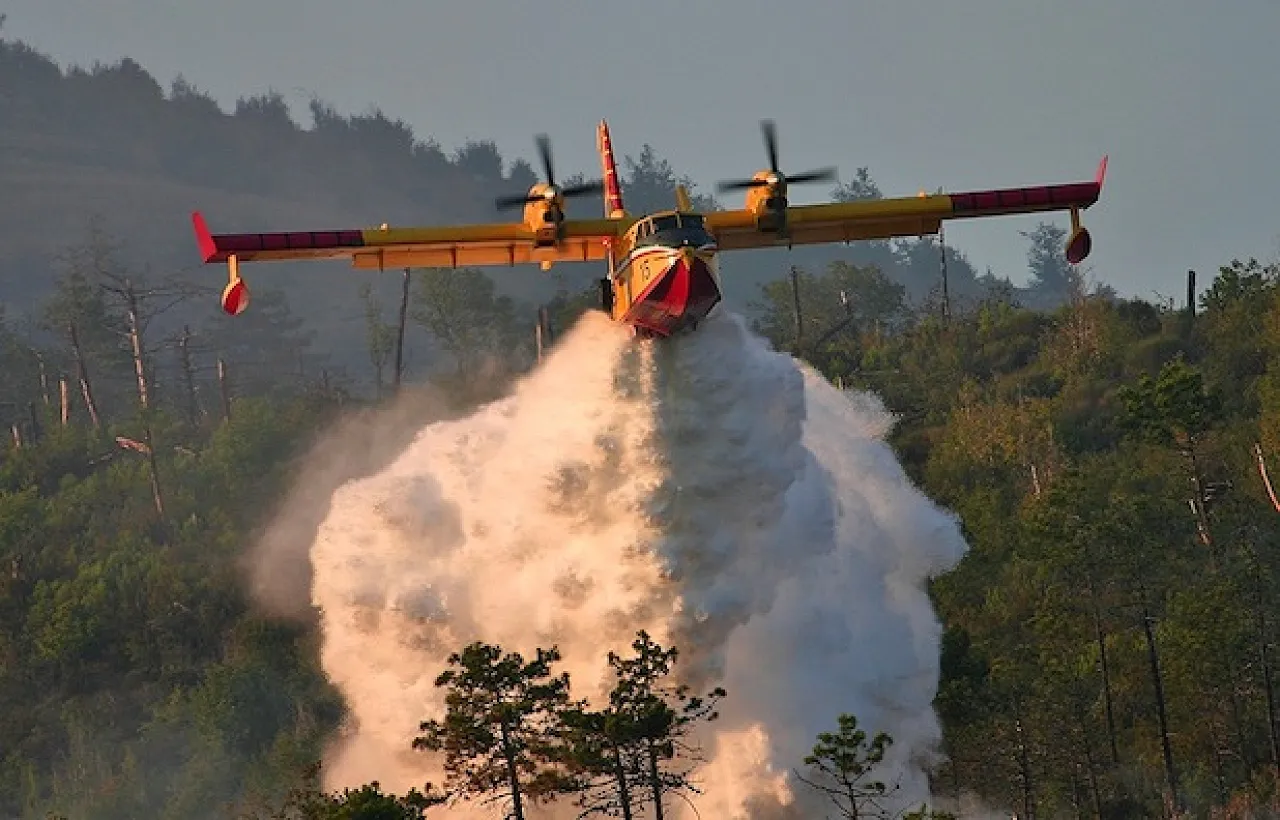 Water bomber A CL-415 water bomber in action