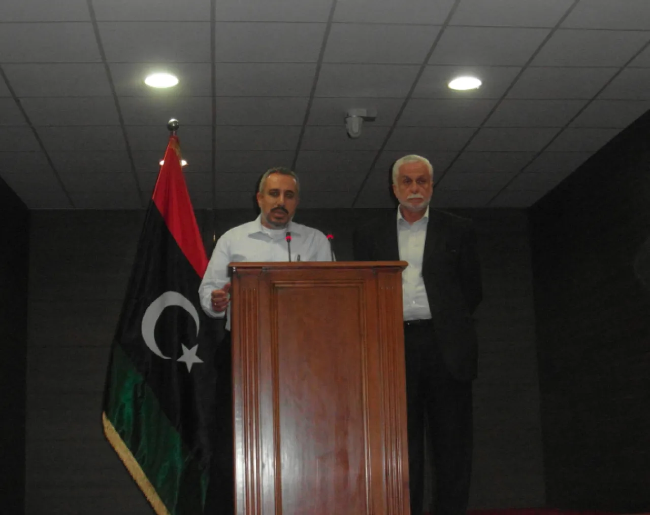 Housing and Utlities Minister Ali Sherief (left) revealed that legal reasons prevented Libyan companies from completing stalled projects (photo:Sami Zaptia).