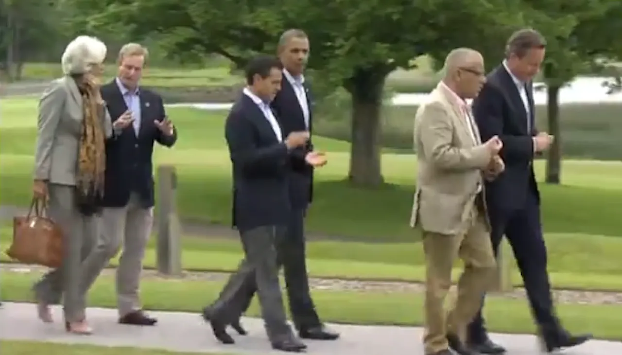 Zeidan Cameron Prime Ministers Ali Zeidan and David Cameron walk to the Leaders' Lunch at the G8 Summit in Northern Ireland
