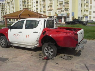 car.two The bodywork of the Military Police truck was seriously damaged by the explosion