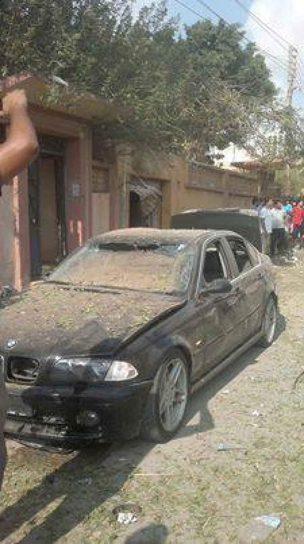 Egypt Benghazi Damaged car outside the consulate