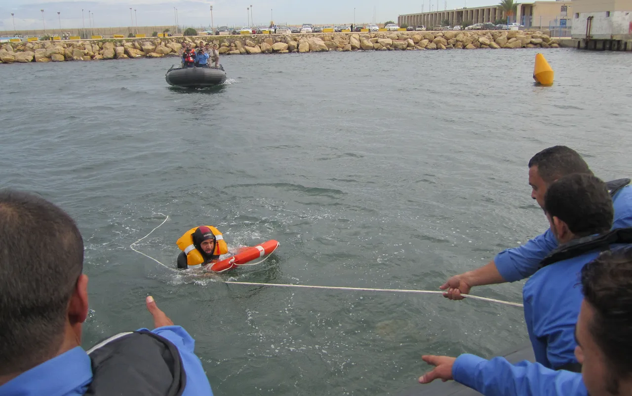 Members of the Libyan Coastguard  (Photo: Tom Westcott, Libya Herald)