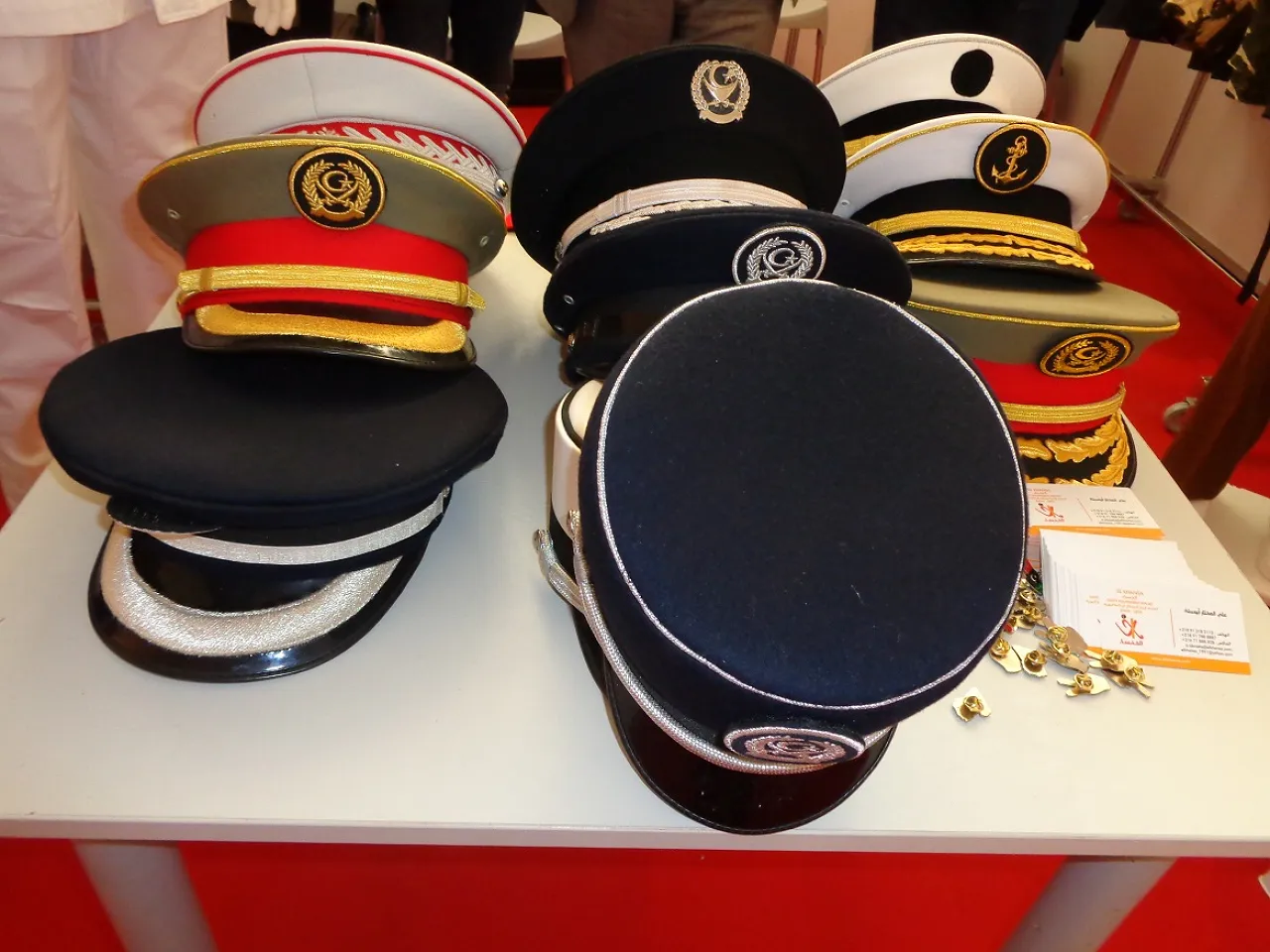 Exhibitors at today's defence exhibition included army uniforms (Photo: Sami Zaptia).