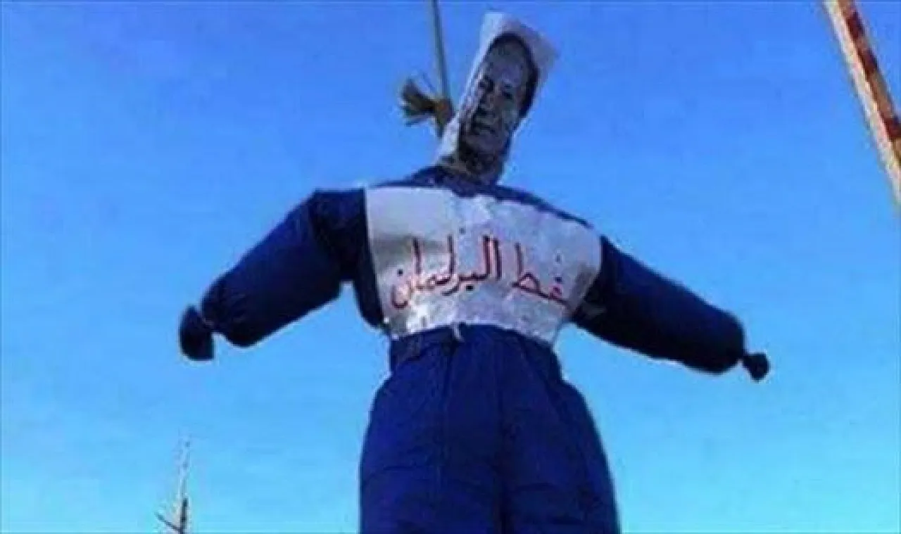 Gibbet at Friday's demonstrations 