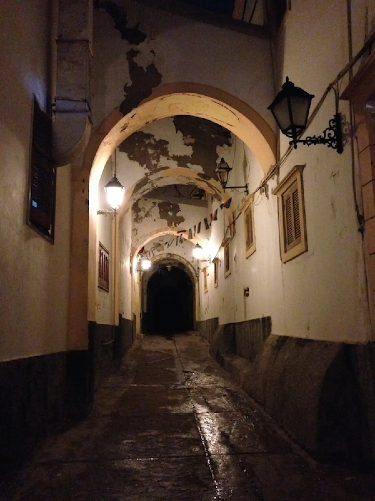 A narrow street in Tripoli's Old Town drying out