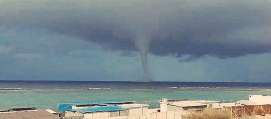 Dramatic waterspout forms near Tajoura today