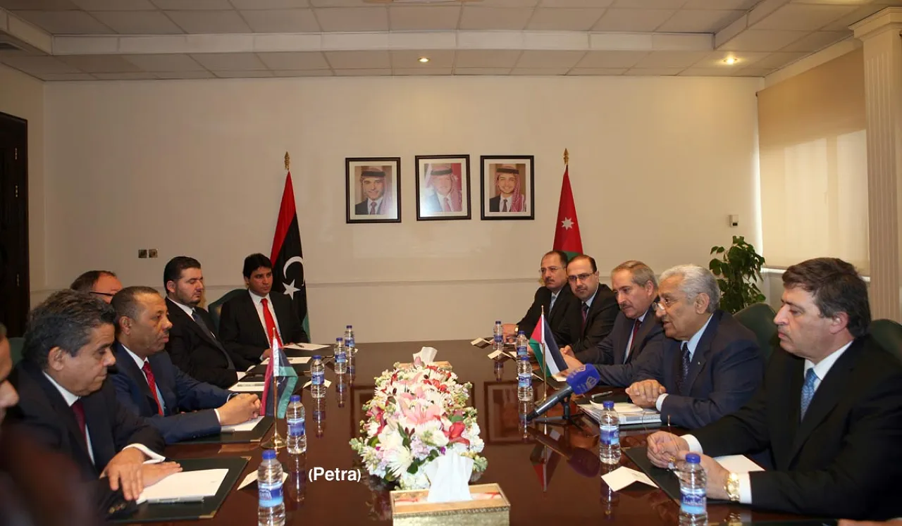 Libyan and Jordanian prime  ministerial teams meet (Photo: Petra)