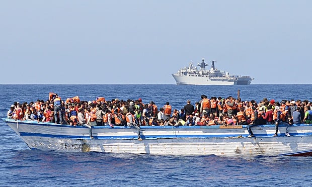 Migrants being picked up by a British warship (Photo:Royal Navy)