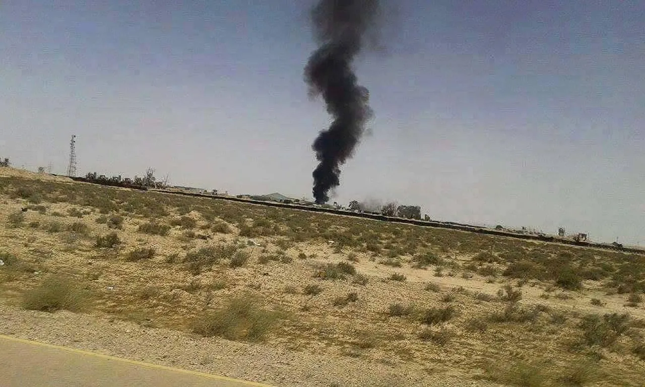 Smoke said to be rising from the farm after the US attack (photo: social media)