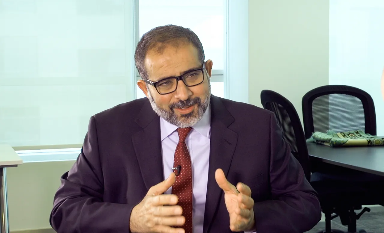 Dr Aref Nayed, Libya's ambassador to the UAE, explaining a point in his interview with the Libya Herald (Photo: 