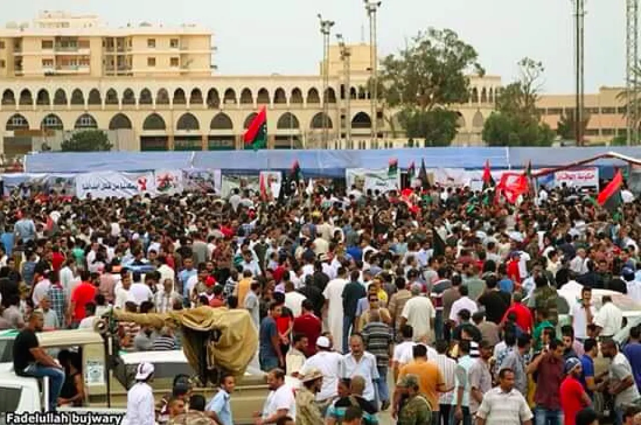 The demonstrators gathered before the attack (Photo: social media)