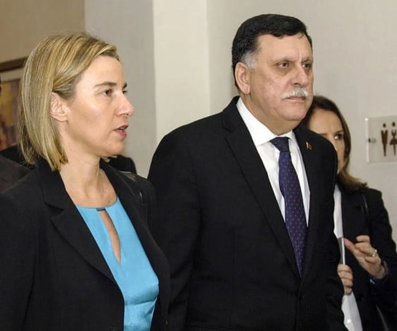 EU foreign policy boss Federica Mogherini with PM-designate Faiez Serraj