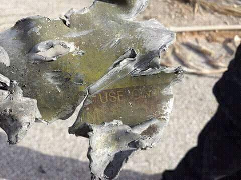 A bomb fragment supposedly from Sunday's raid (Photo: social media)