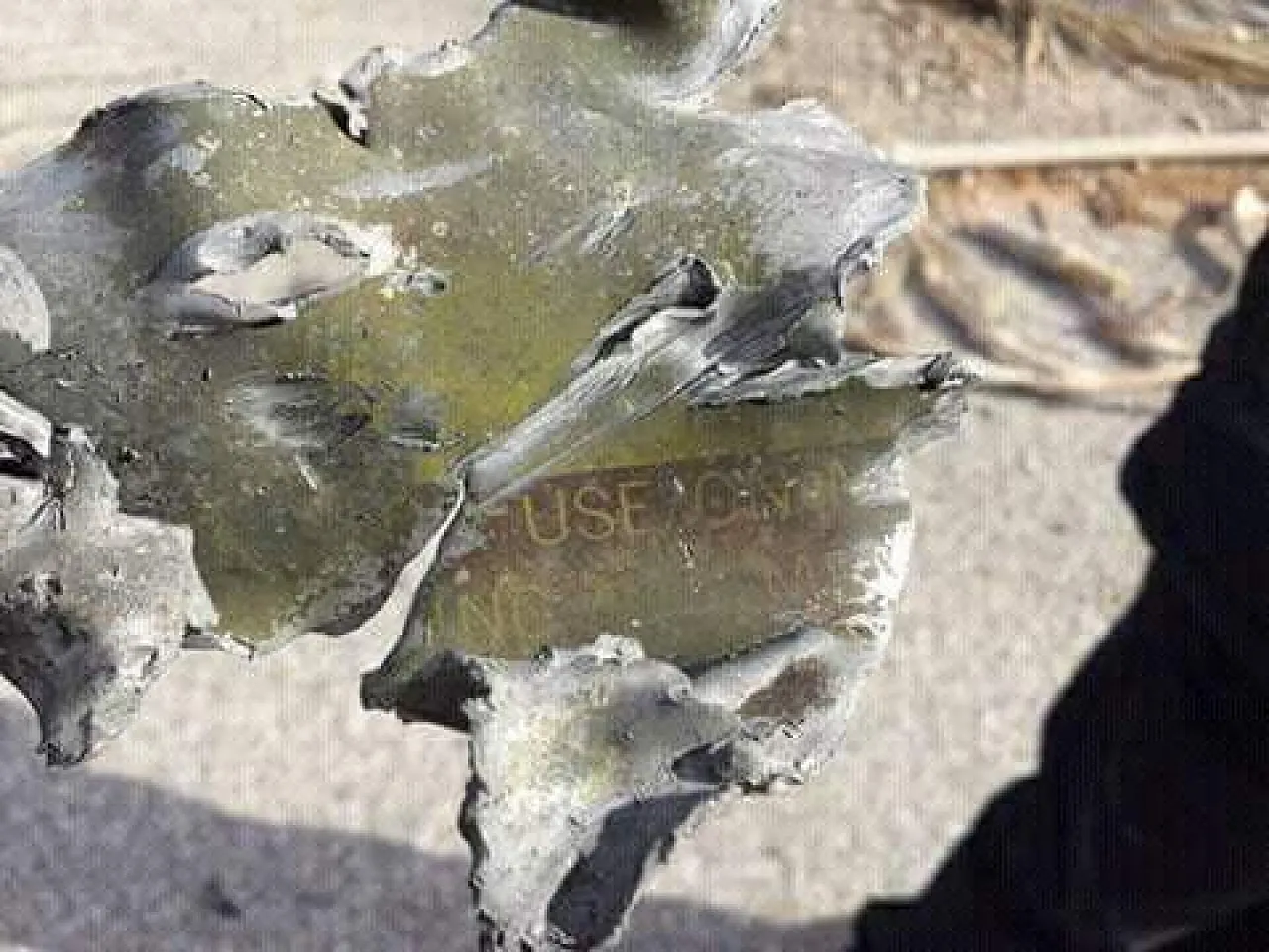 A bomb fragment supposedly from Sunday's raid (Photo: social media)