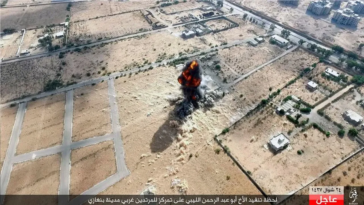 Purported IS drone photo of the suicide attack