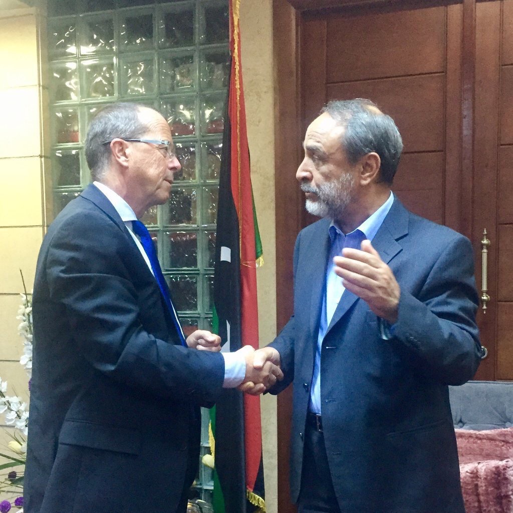 Martin Kobler and Andulrahman Sewehli in Misrata today (Photo: UNSMIL)