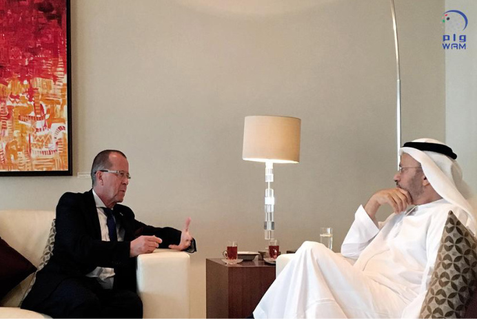 UN Envoy Martin Kobler yesterday with UAE Foreign Minister Gargash 