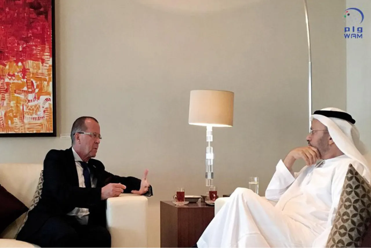 UN Envoy Martin Kobler yesterday with UAE Foreign Minister Gargash 