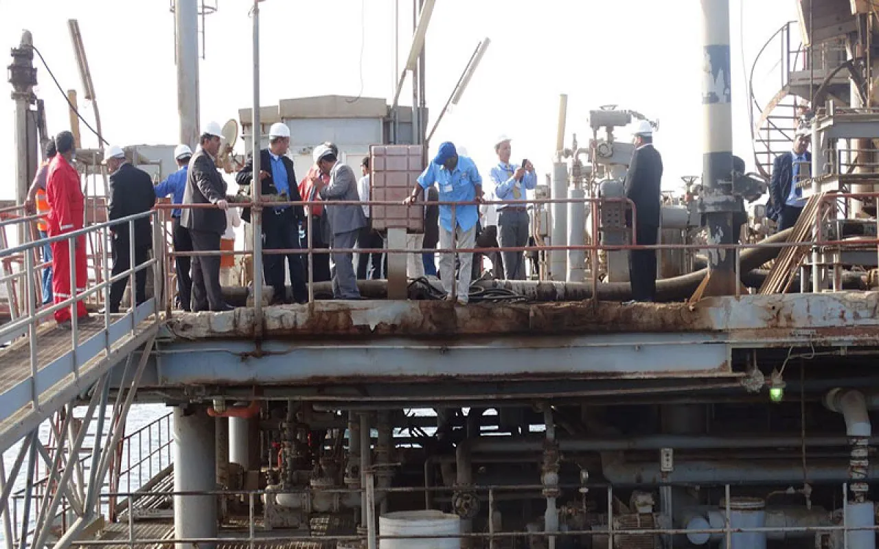 NOC officials a Hariga loading dock in need of maintenance (Photo: NOC)