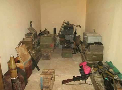 a storeroom said to shown captured terrorist weaponry (Photo: social media)