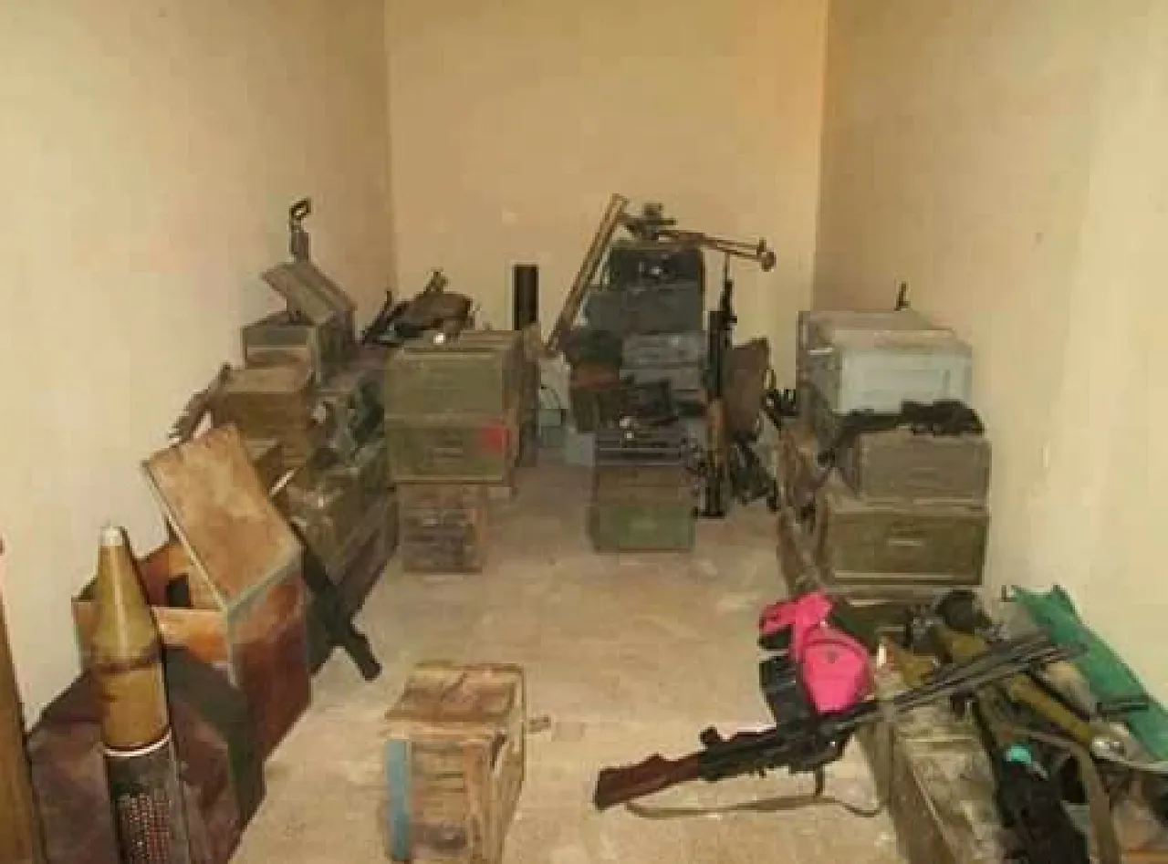 a storeroom said to shown captured terrorist weaponry (Photo: social media)