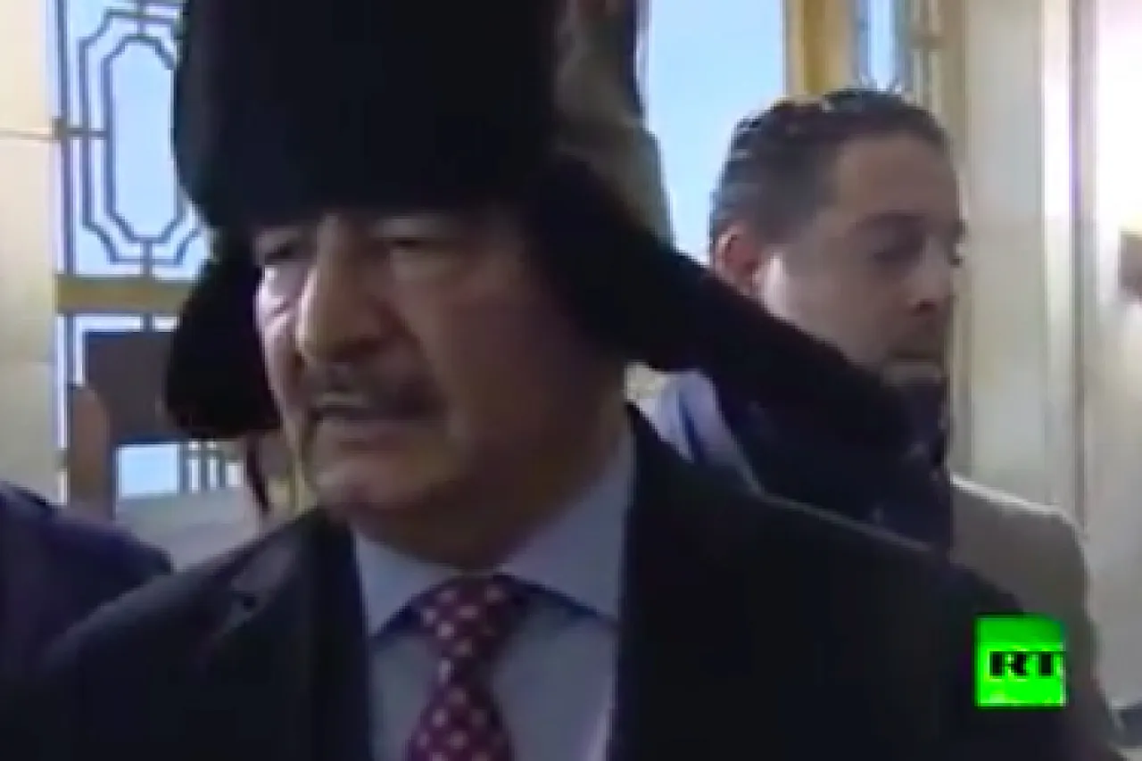 Hafter at Russian foreign ministry last November (Screengrab: RA)