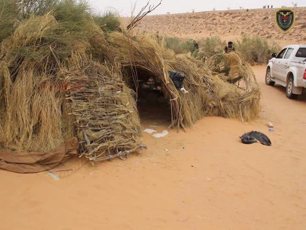 Shelter built of natural materials in one of the camps (Photo: social media)