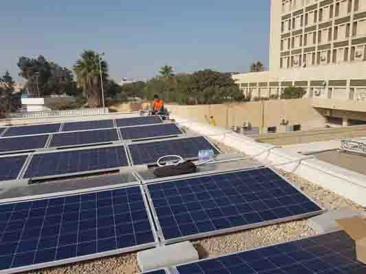 Solar panels installed at Abu Sleem hospital by the UNDP (Photo: UNDP). 