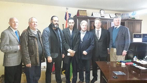 British business delgation led by Meter Meyer (3rd right) meets with Benghazi Security Director Saleh Hweidi (3rd left) 