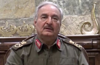 Khalifa Hafter talking to French TV channel JDD (screen grab)