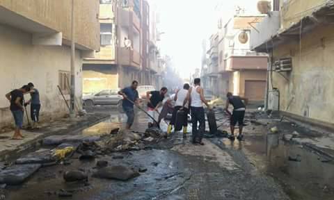 Sabri volunteers start to clean up