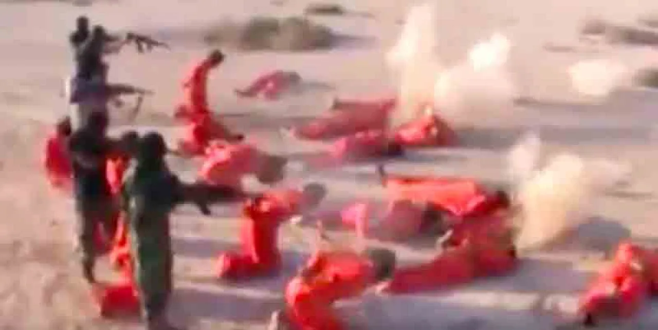 A screen grab from an alleged execution video allegedly linked to Warfali (Source: Social media).