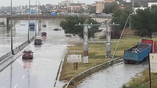 Flooded roads in Tripoli ( 