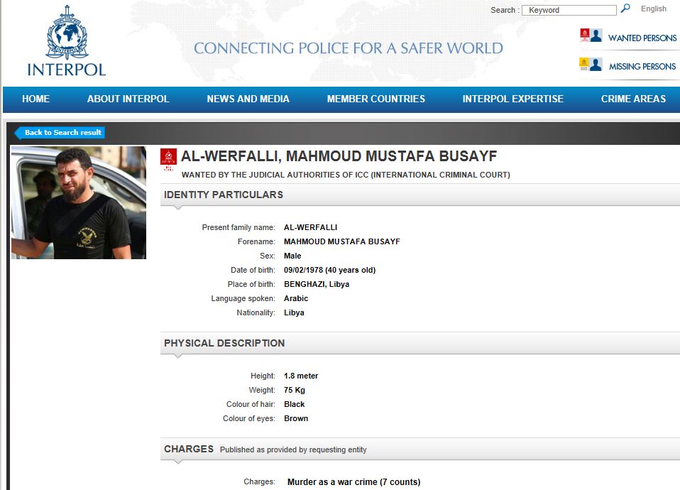 Interpol issues Red Notice for LNA Special Forces officer Mahmoud Werfalli