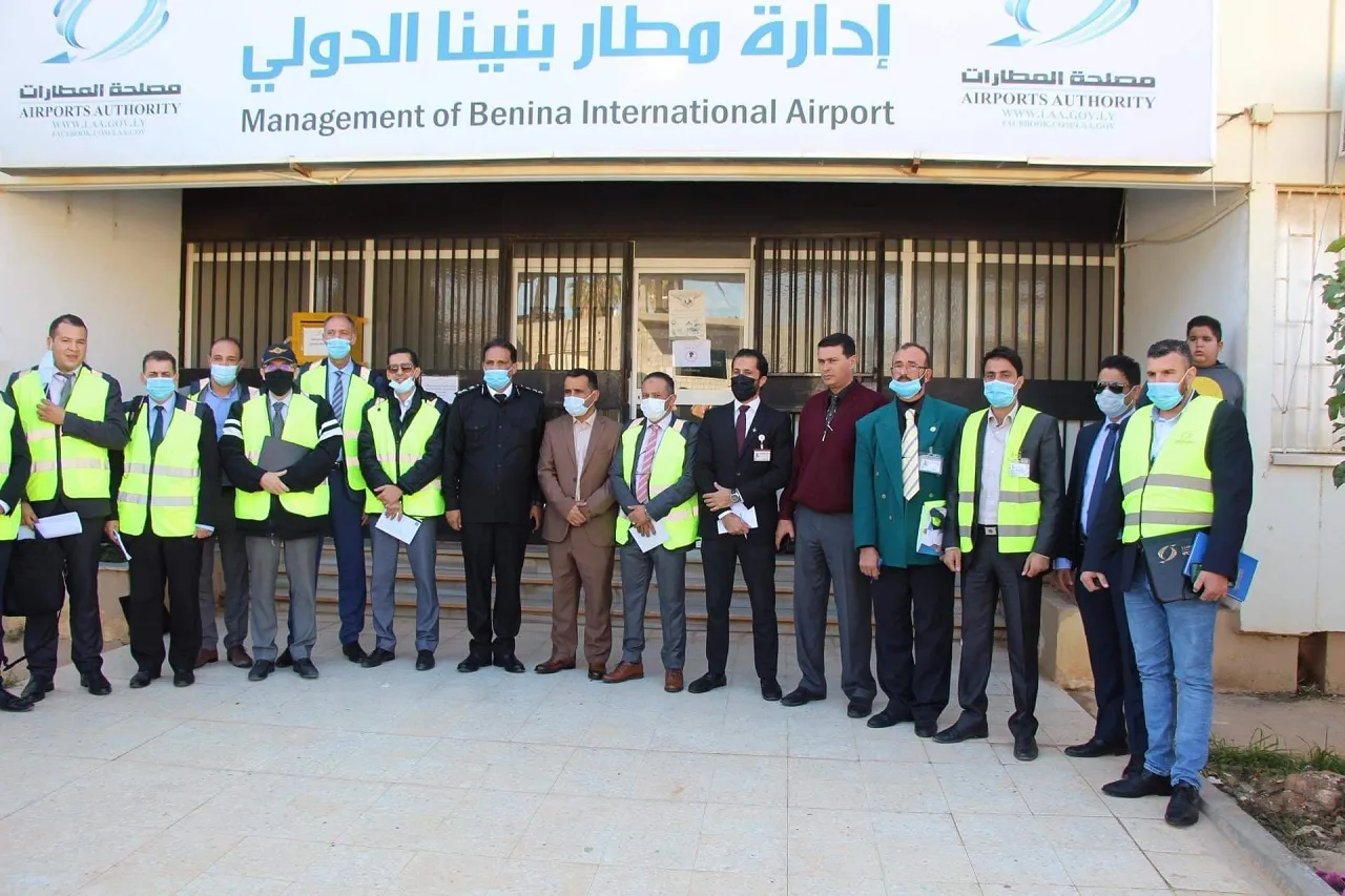 A Tunisian aviation delegation assessed Benghazi's Benina airport's readiness for receiving Tunis Air flights (Photo: LAA).