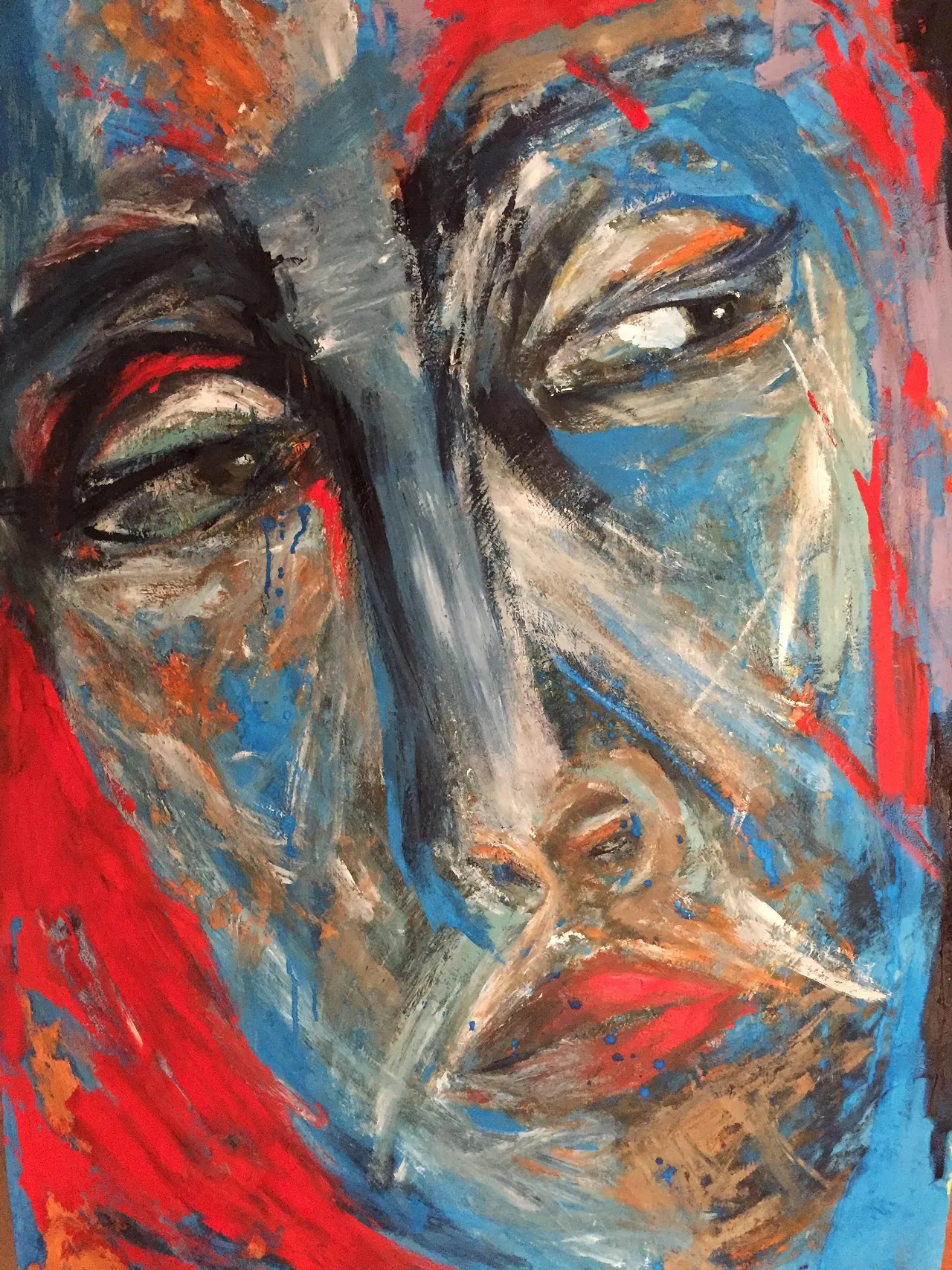 Her Face 2021. A semi self-portrait capturing my thoughts and inner psychological battles. By Faiza Ramadan.