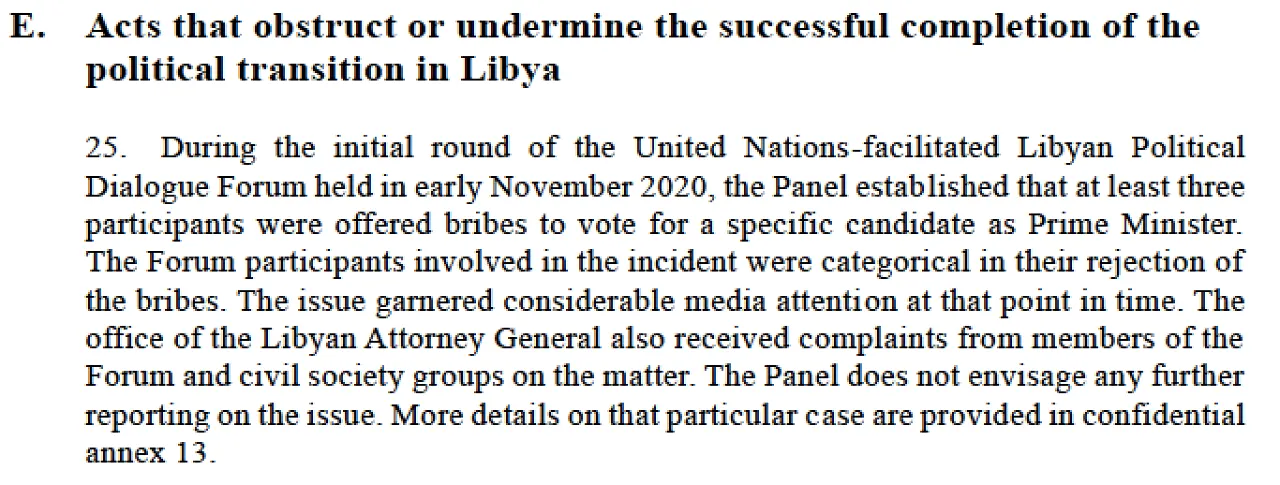 UN Panel of Experts report on LPDF bribery allegations (Photo: Social media).