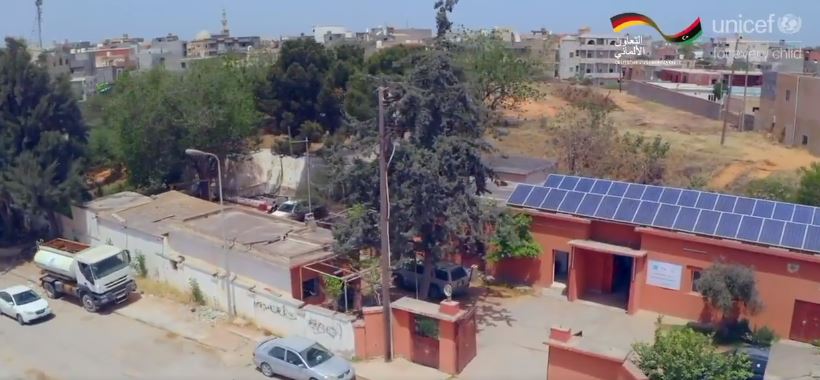 Solar water pumping station installed by UNICEF in Tripoli