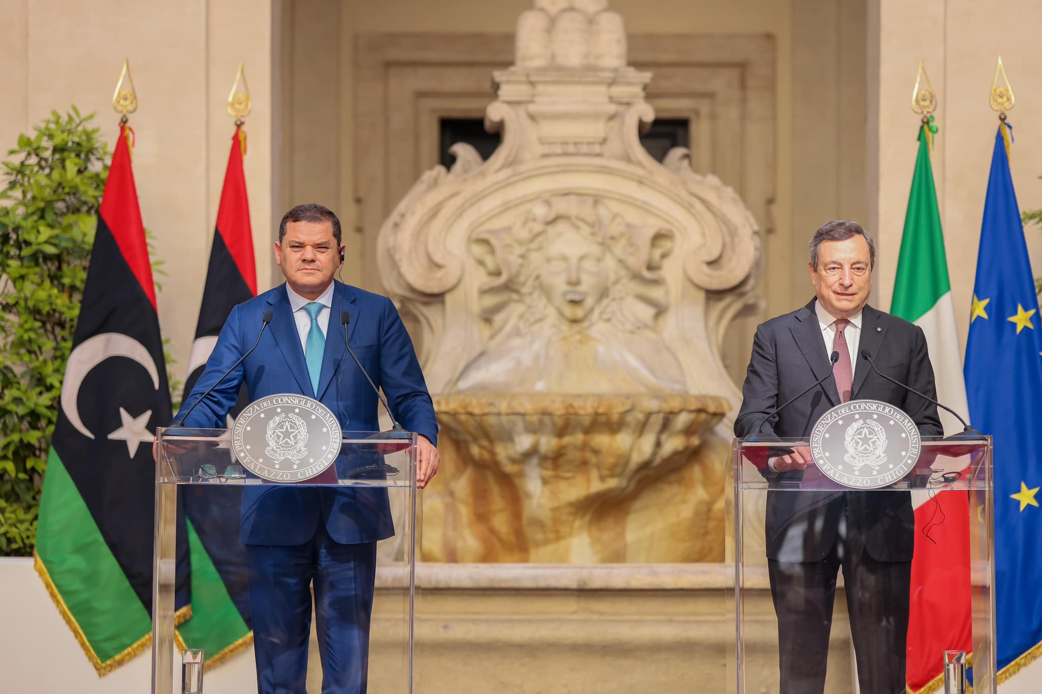 Aldabaiba meets Draghi in Rome