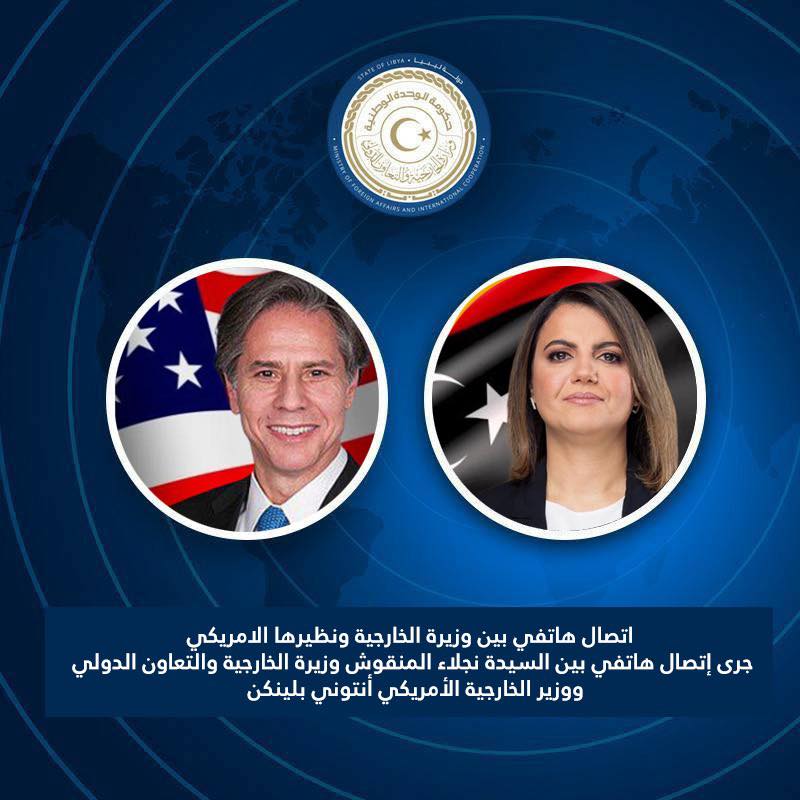 Mangoush and Blinken talk on Berlin 2 and the 24 December 2021 elections