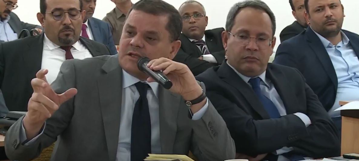 Aldabaiba answering questions at today's HoR session (Photo: Mustaqbal TV).