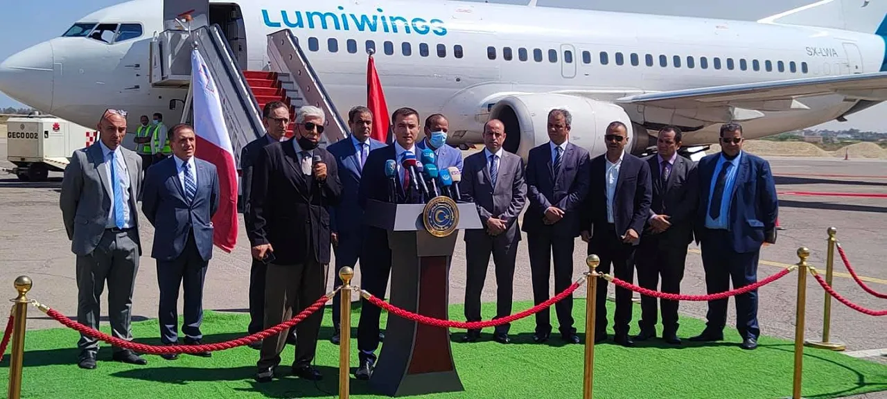 After more than a two year hiatus, Medavia resumed chartered flights to Tripoli through MelAir/Lumiwings (Photo: Economy Ministry).